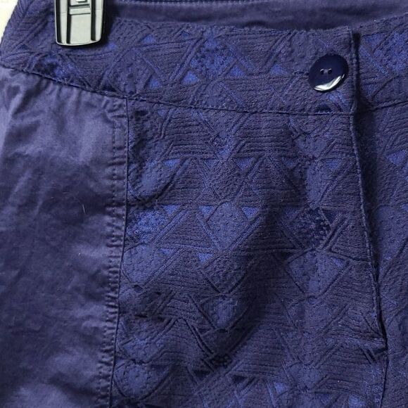 Francesca's Alya Shimmer Navy Embroidered Shorts Small 2/4 Bohemian Crochet Blue - Picture 2 of 8